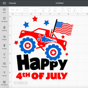 Happy 4th of July SVG Monster Truck with American flag SVG cut files 2