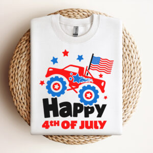 Happy 4th of July SVG Monster Truck with American flag SVG cut files 3