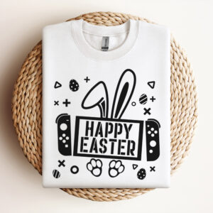 Happy Easter SVG Funny Bunny Game Controller BW T shirt Design SVG PNG 3