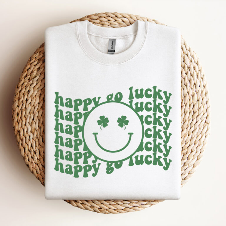 Happy Go Lucky SVG St Patricks Day T shirt Smiley Flag Design SVG Cut Files Cricut 3