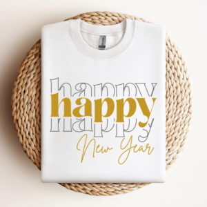 Happy Happy Happy New Year Vintage Stacked Design SVG cut files Cricut 3