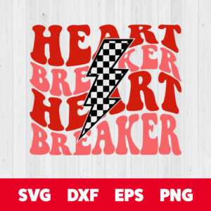 Heart Breaker SVG Valentines Day Lighting Heart T shirt Retro Design SVG PNG 1