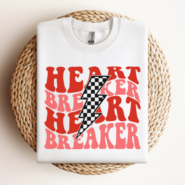 Heart Breaker SVG Valentines Day Lighting Heart T shirt Retro Design SVG PNG 3