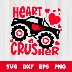 Heart Crusher SVG Valentines Day Heartbreaker Truck T shirt Design SVG 1
