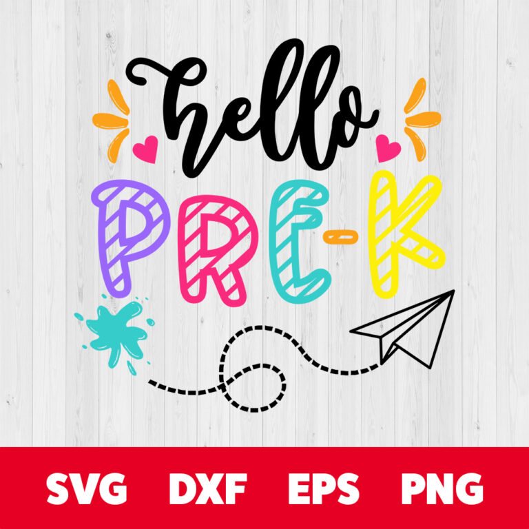 Hello Pre K SVG First Day of School SVG Cut Files for Cricut Silhouette 1