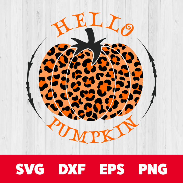 Hello Pumpkin Leopard SVG Thanksgiving Animal Print Design SVG Files 1