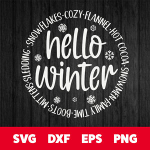 Hello Winter SVG Winter Words And Snowflakes T shirt Design SVG Cut Files 1