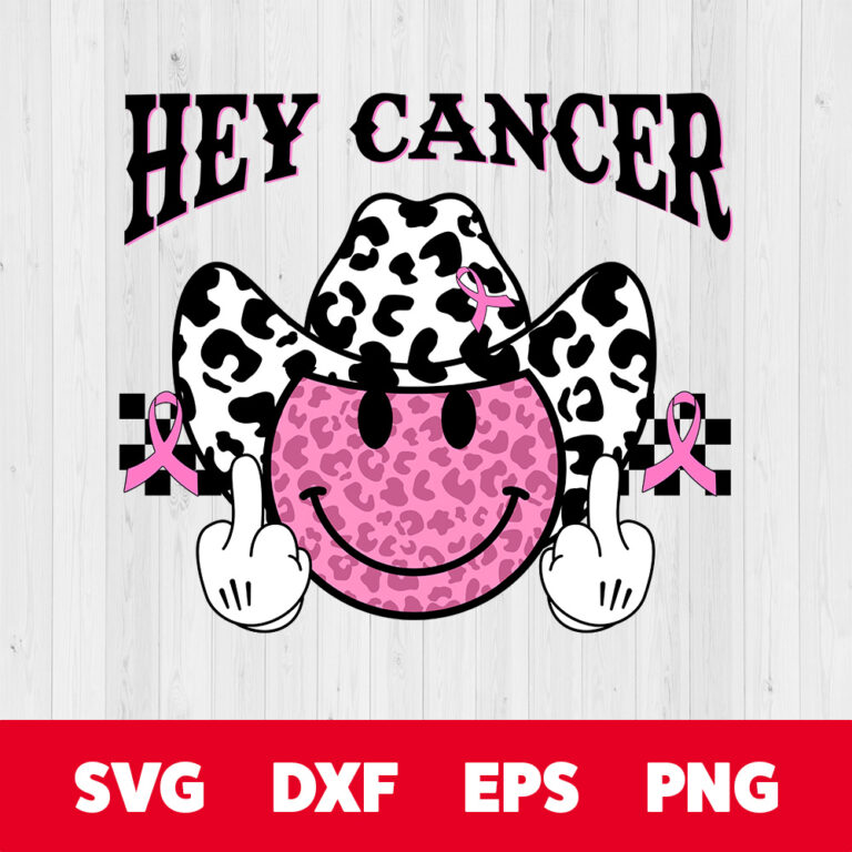 Hey Cancer SVG Cowboy Groovy Smiley Face SVG 1