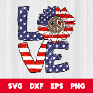 Hippie Love America PNG American PNG 4th Of July Patriot PNG Sunflower 1