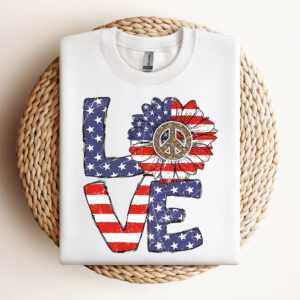 Hippie Love America PNG American PNG 4th Of July Patriot PNG Sunflower 3