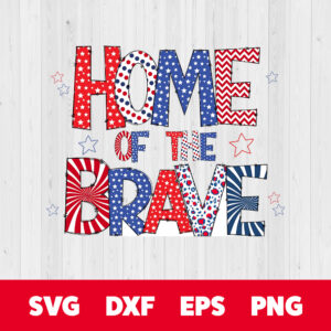 Home Of The Brave Red White Blue Pattern Letters Sublimation PNG 1