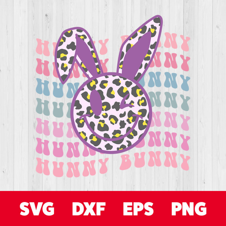 Hunny Bunny Smiley SVG Bunny Easter Vibes SVG Easter Bunny SVG 1