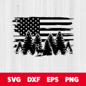 Hunting Deer Flag SVG Patriotic SVG Forest Scene SVG Distressed Flag SVG 1