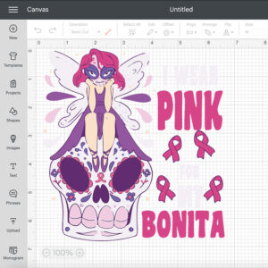 I Wear Pink For My Bonita Breast Cancer Sugar Dead Skull SVG 2