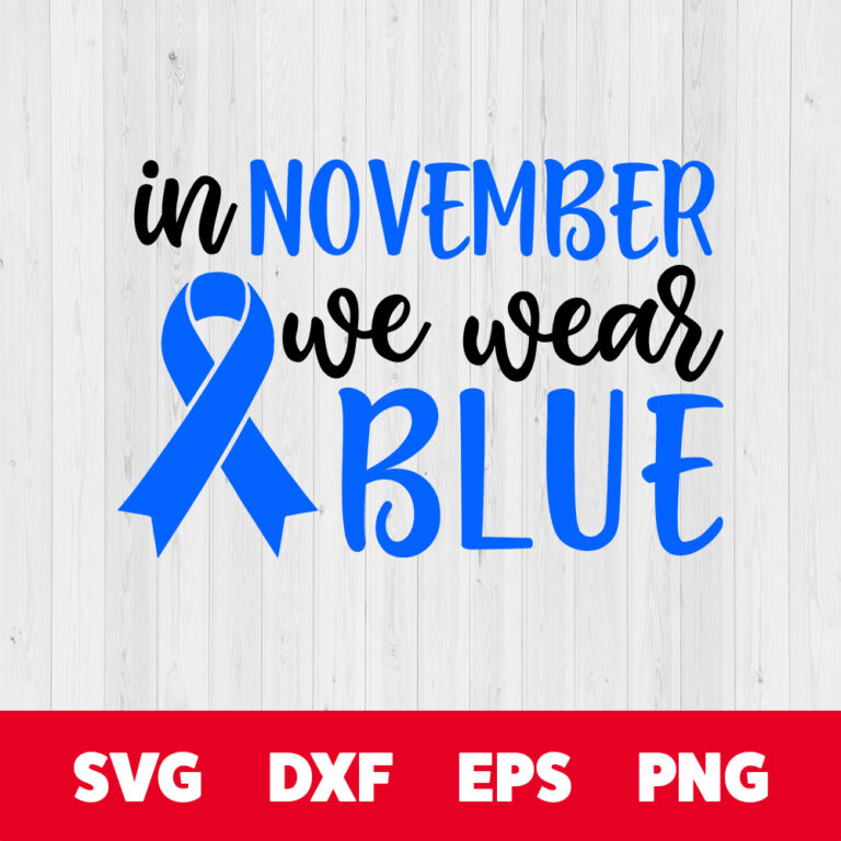 In November We Wear Blue SVG Diabetes Awareness Blue Ribbon Badge 1