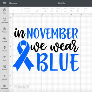 In November We Wear Blue SVG Diabetes Awareness Blue Ribbon Badge 2