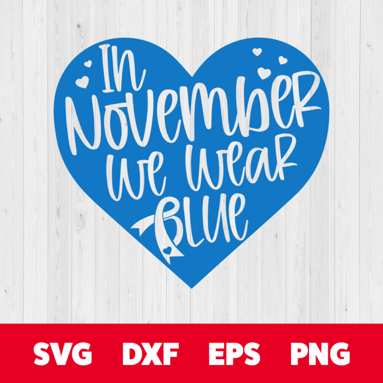 In November We Wear Blue SVG Diabetes Awareness Blue Ribbon Badge SVG 1