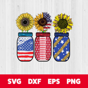 Jars Sunflower PNG Sublimation 4th of July PNG Sublimation 1