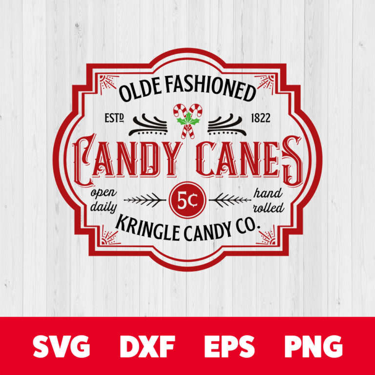 Kringle Candy Co Olde Fashioned Candy Canes SVG Christmas Vintage Design SVG 1