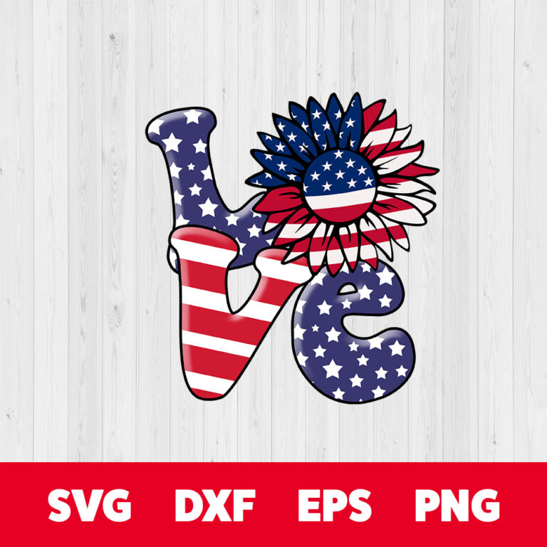 LOVE sunflower PNG Sublimation 4th of July PNG Sublimation 1