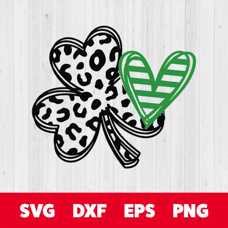 Leopard Shamrock and Heart SVG Funny St Patricks Day SVG 1