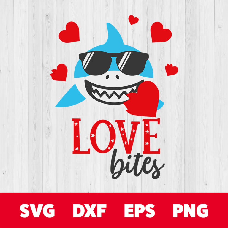 Love Bites SVG Funny Valentines Days Shark Design SVG Cut Files For Cricut 1