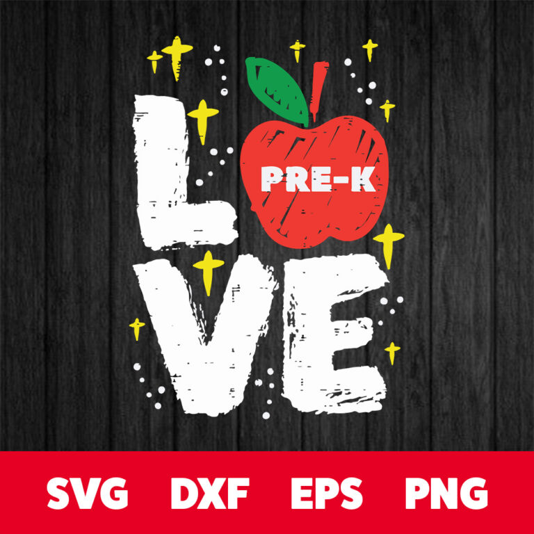 Love Prek Apple Cute First Day Of Prek School Teacher Girls SVG 1