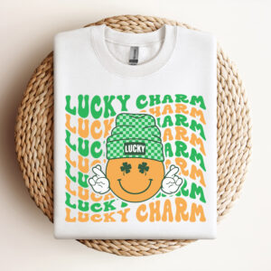 Lucky Charm SVG St Patricks Beanie Smiley T shirt Groovy Design SVG PNG 3