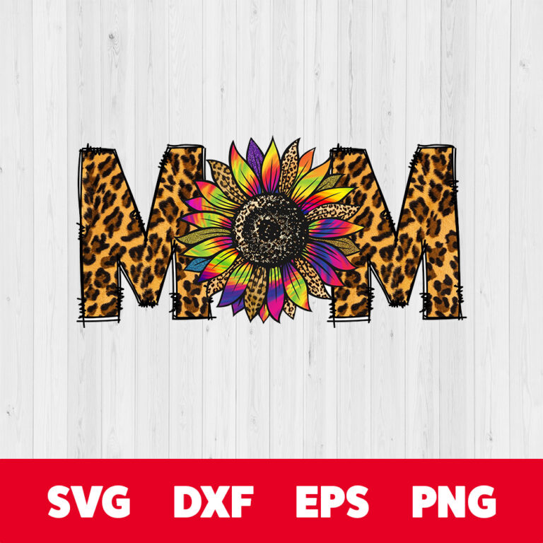 MOM Tie Dye Leopard Sunflower PNG Sublimation 1