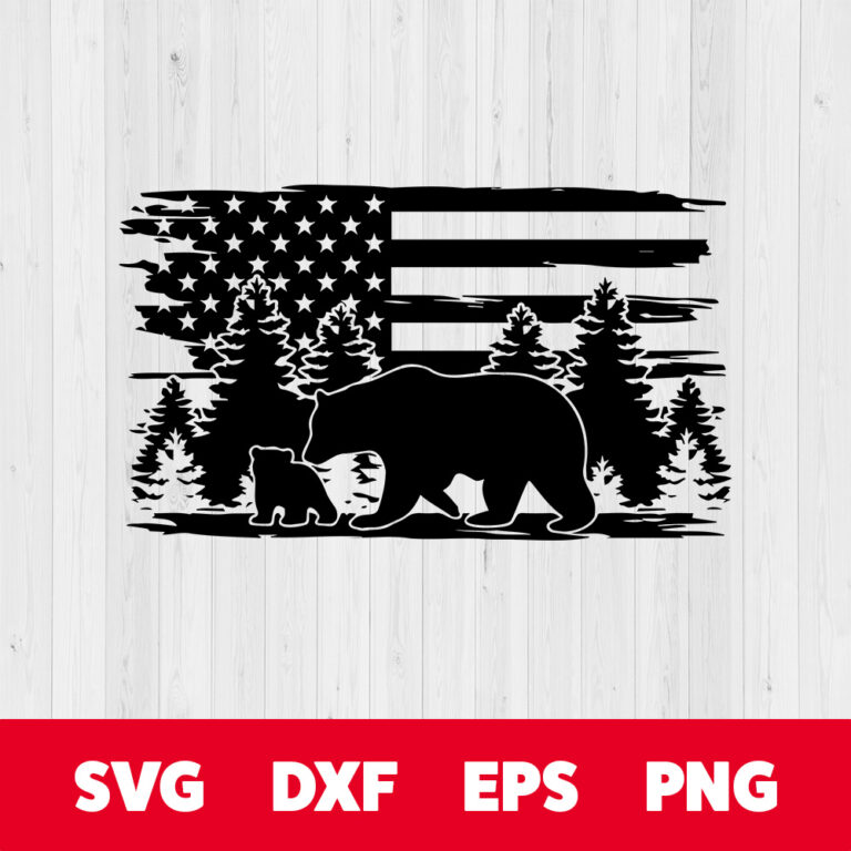 Mama Bear SVG American Flag SVG Nature Scene SVG Woodland SVG 1