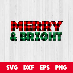 Merry Bright SVG Christmas Plaid Design SVG Cut Files Cricut Silhouette 1