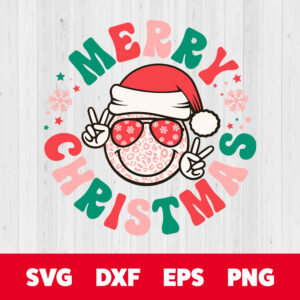Merry Christmas SVG Retro Santa Claus Smiley Face T shirt Design SVG PNG 1