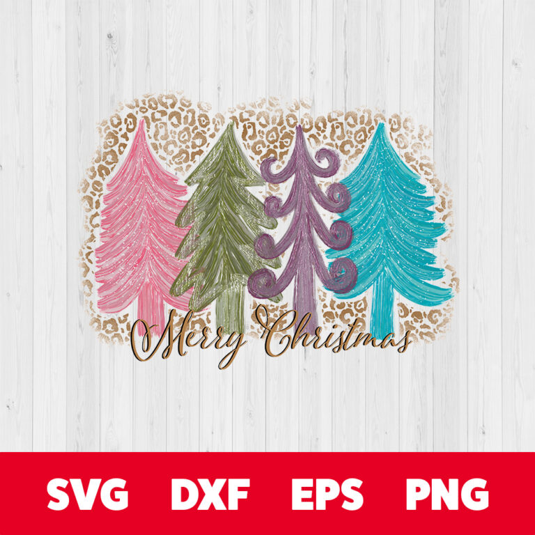 Merry Christmas Trees Pastel Color Water Color Design PNG 1