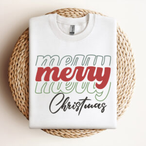 Merry Merry Merry Christmas SVG Retro Boho Stacked Design SVG Cut Files Cricut 3