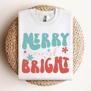 Merry and Bright SVG Boho Retro SVG for Shirts 3
