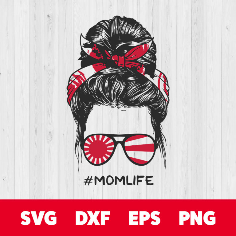 Messy Bun Hairstyle With Japanese Flag SVG 1