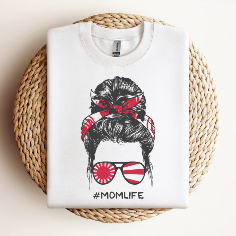 Messy Bun Hairstyle With Japanese Flag SVG 3