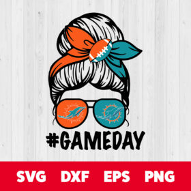 Messy Bun Miami Dolphins SVG Miami Dolphins Fan SVG 1