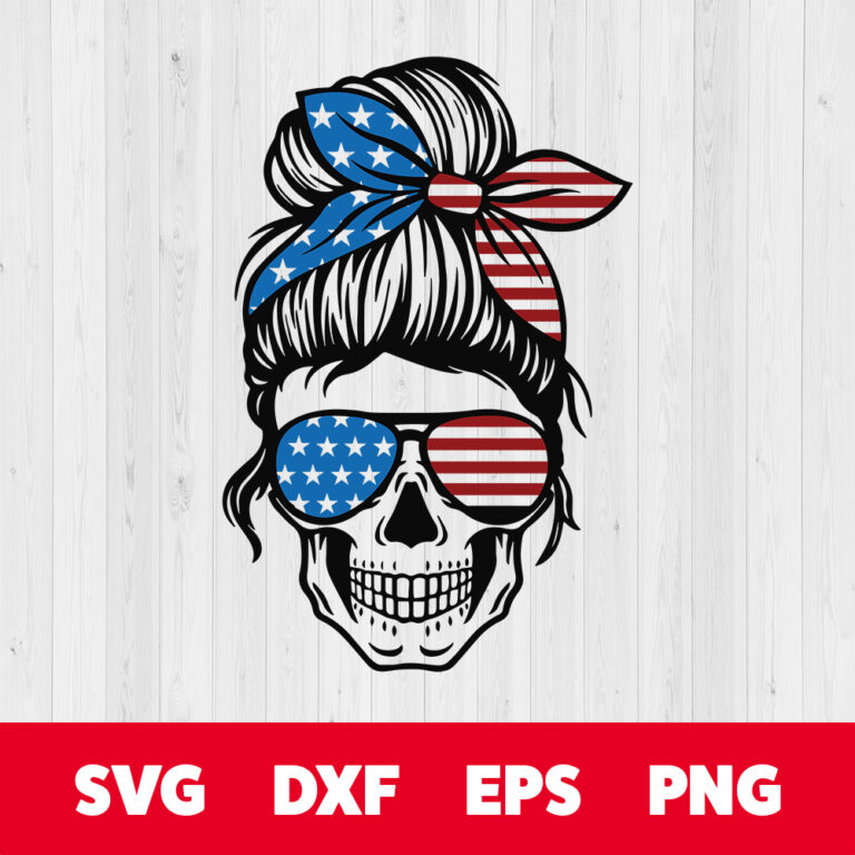 Mom Life Skull SVG American Flag Skull SVG 1