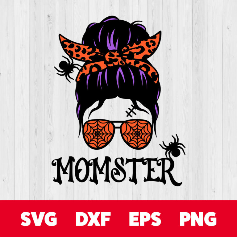 Momster Messy Bun SVG PNG File Mama Halloween SVG 1