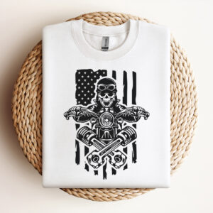 Motor Cycle Skull American Flag SVG 3