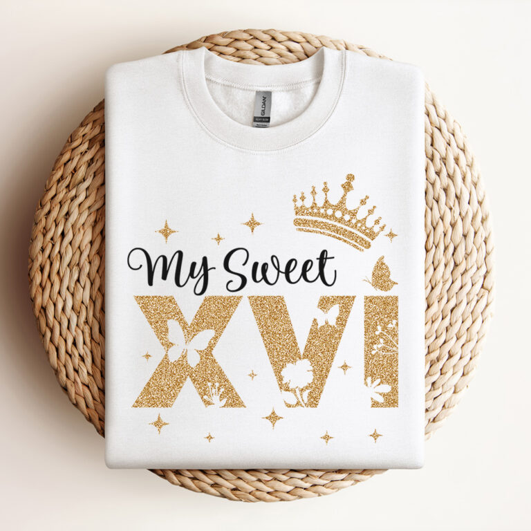 My Sweet XVI SVG Sixteen Birthday Crown T shirt Design SVG Cut Files Cricut 3