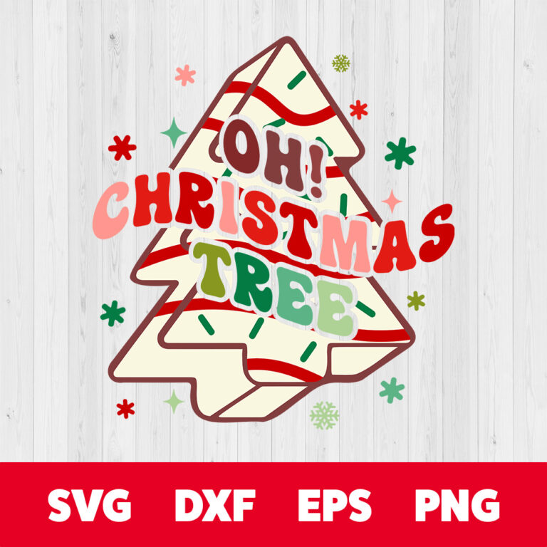 Oh Christmas Tree SVG Funny Cake T shirt Retro Color White Design SVG PNG 1