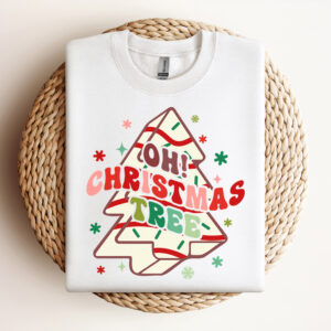 Oh Christmas Tree SVG Funny Cake T shirt Retro Color White Design SVG PNG 3