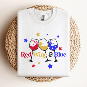 Red Wine And Blue SVG 4th of July Patriotic Wine Glasses T shirt Design SVG Cut Files 3