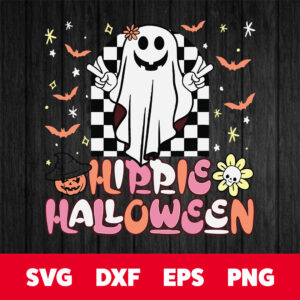 Retro Halloween Vintage Ghost Retro Fall Hippie Halloween SVG 1