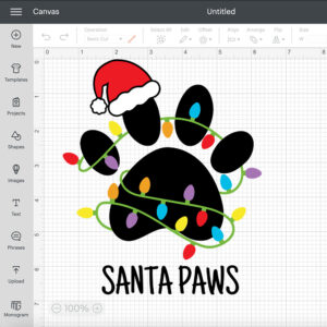Santa Paws SVG Christmas Tree In Shape of A Dogs Paw With Christmas Lights SVG 2