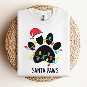Santa Paws SVG Christmas Tree In Shape of A Dogs Paw With Christmas Lights SVG 3