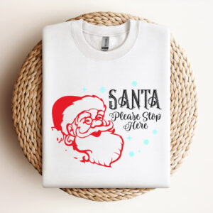 Santa Please Stop Here SVG Christmas Round Door Sign Design SVG Cut Files 3