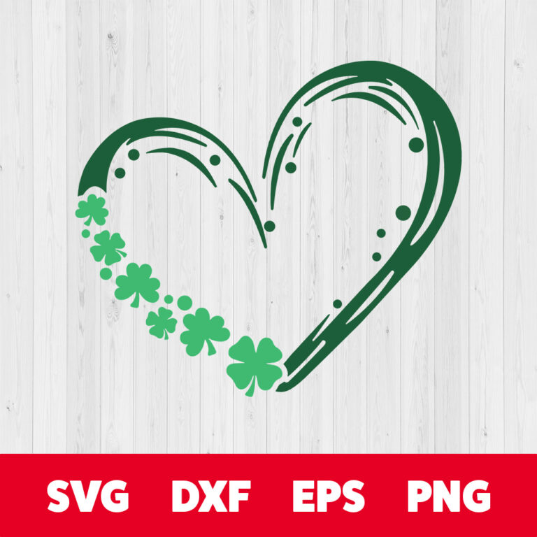 Shamrock Heart SVG Girls St Patricks SVG Clover Heart SVG 1